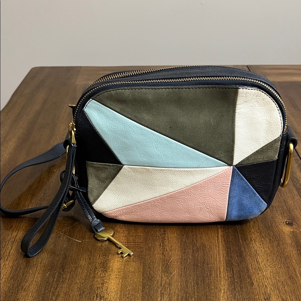 Fossil Multicolor Leather Colorblock Crossbody Bag